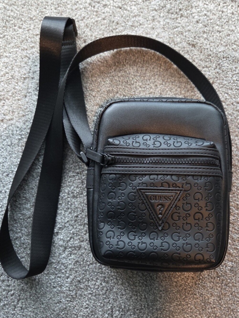 GUESS Black Embossed Logo Mini Messenger Bag NWOT